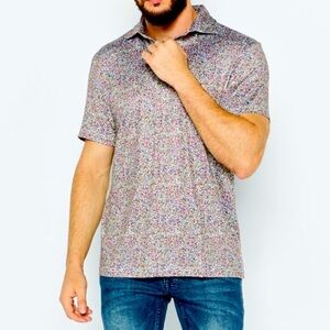 TailorByrd Golf Shirt Polo Geometric‎ Print Multicolor M